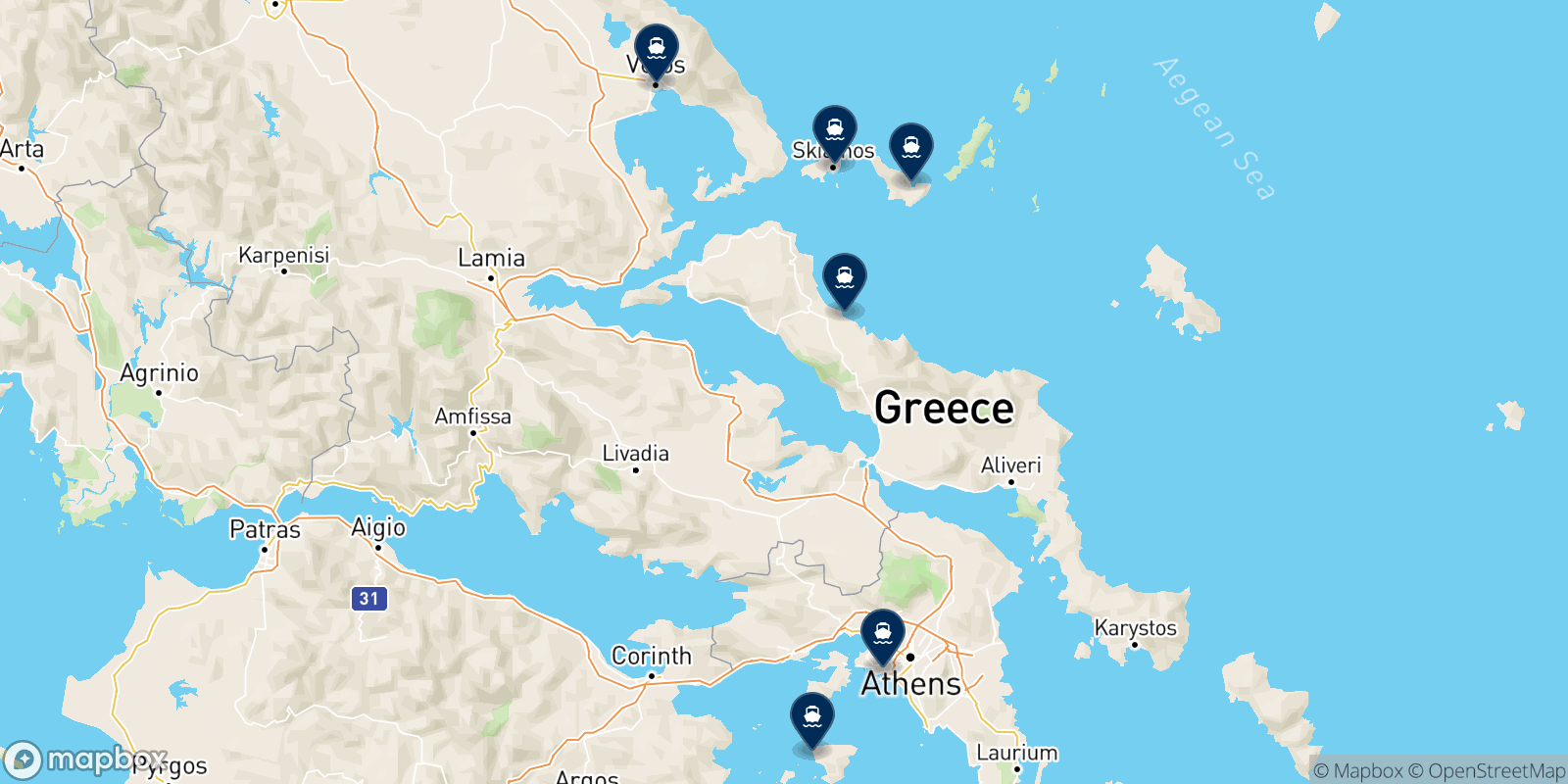 Anes Ferries destinations map