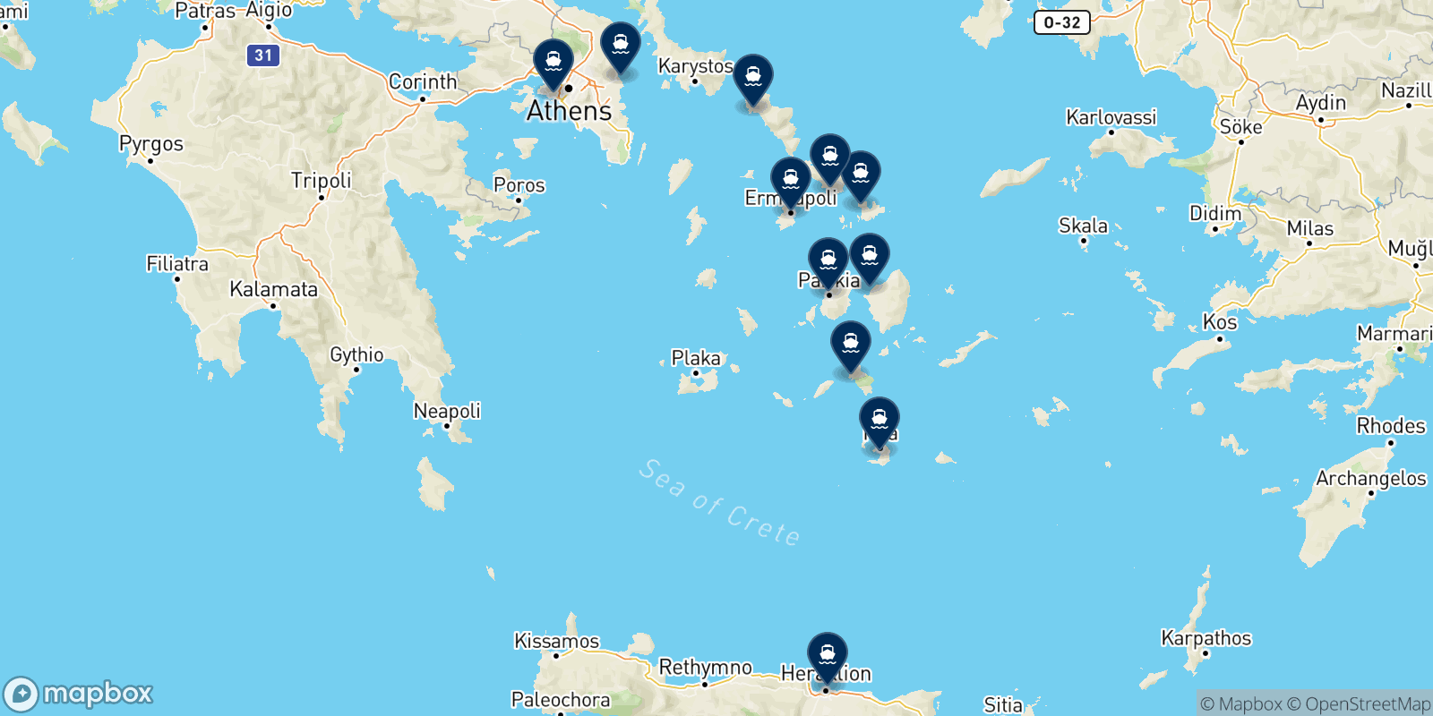 Fast Ferries destinations map