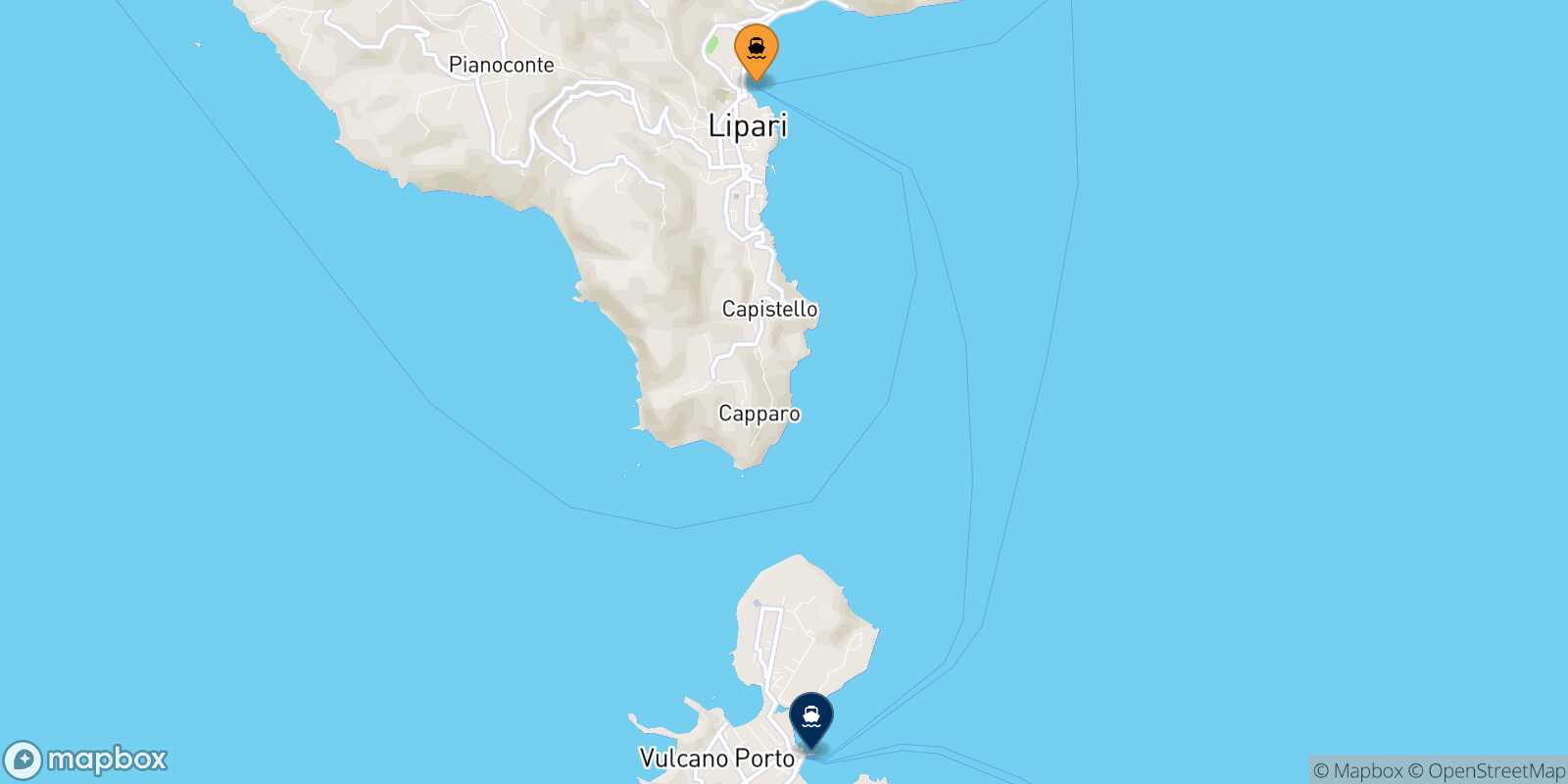 Lipari Vulcano route map