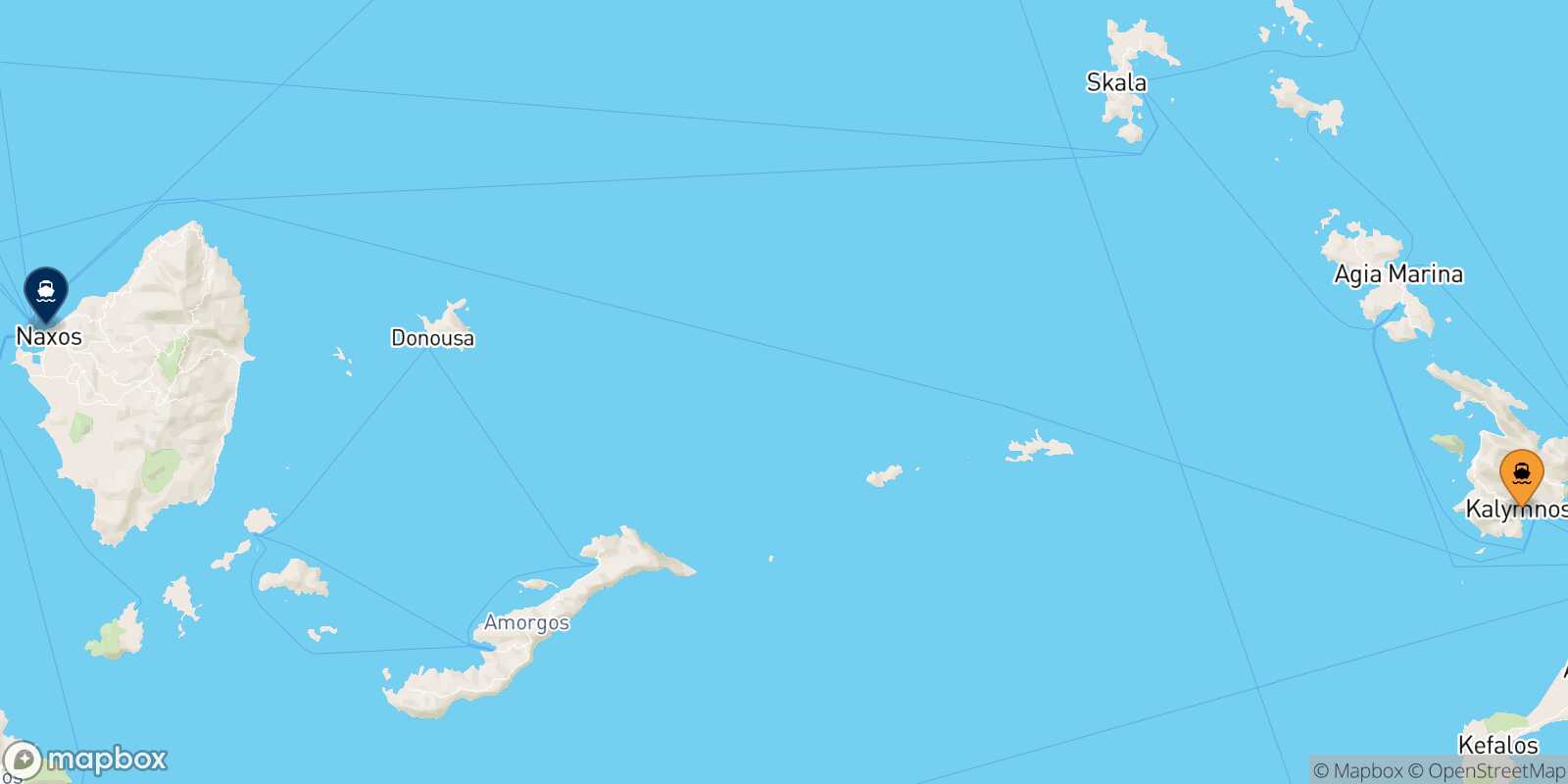 Kalymnos Naxos route map