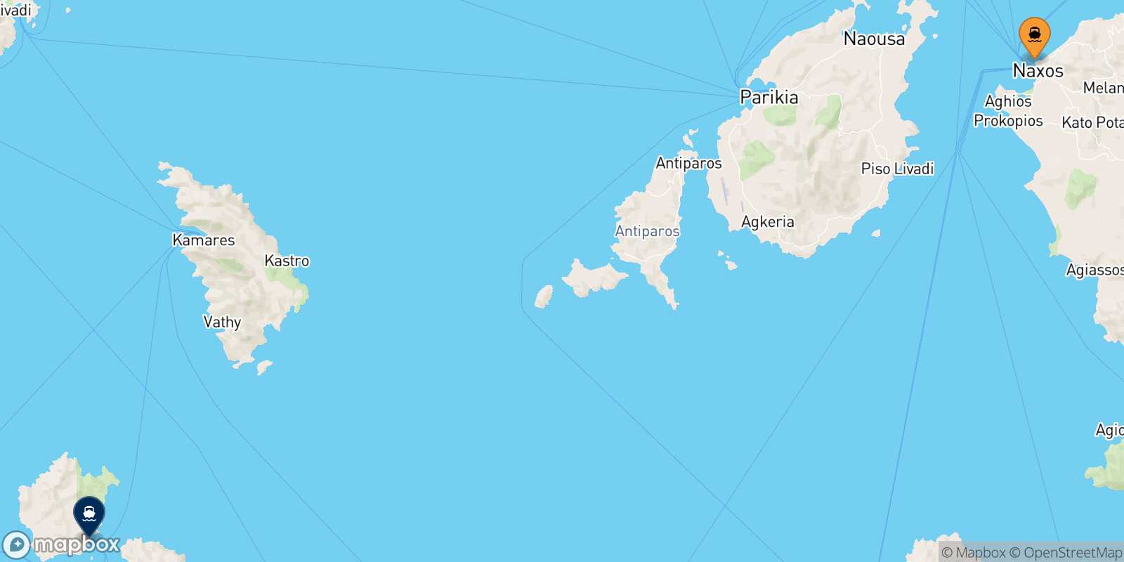 Naxos Kimolos route map