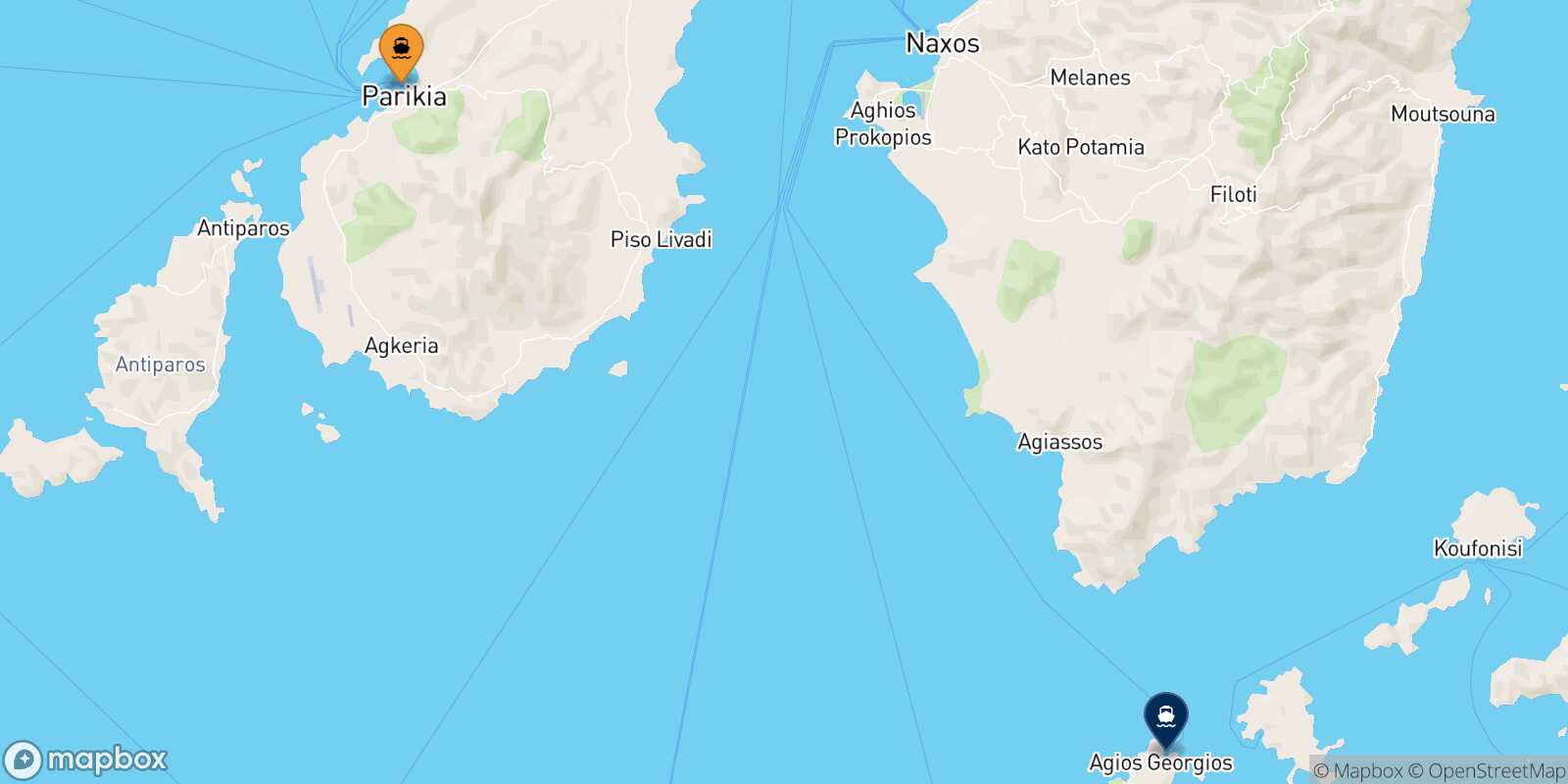 Paros Iraklia route map