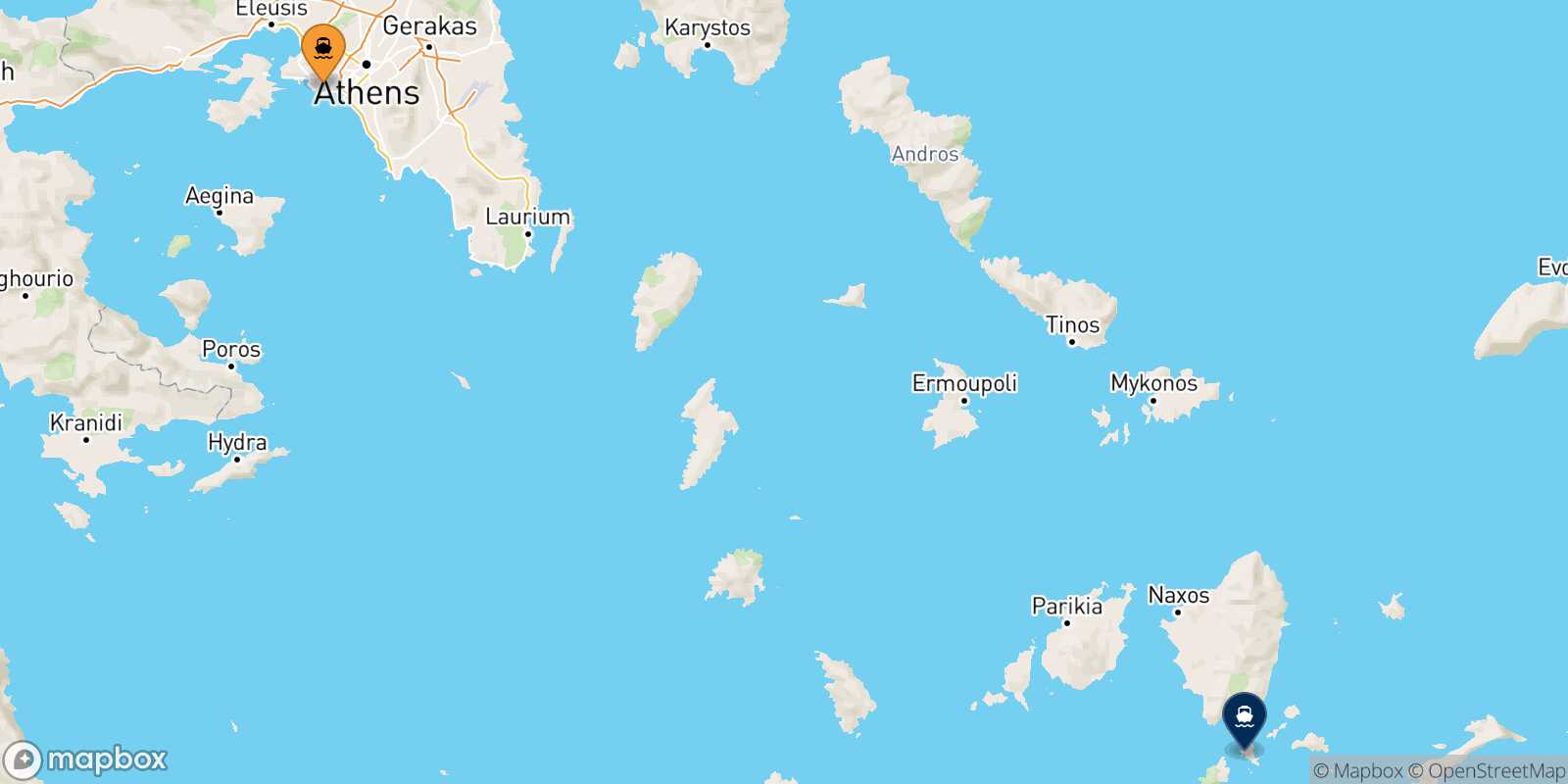 Piraeus Schinoussa route map