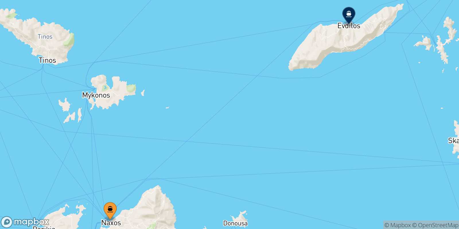 Naxos Evdilos (Ikaria) route map
