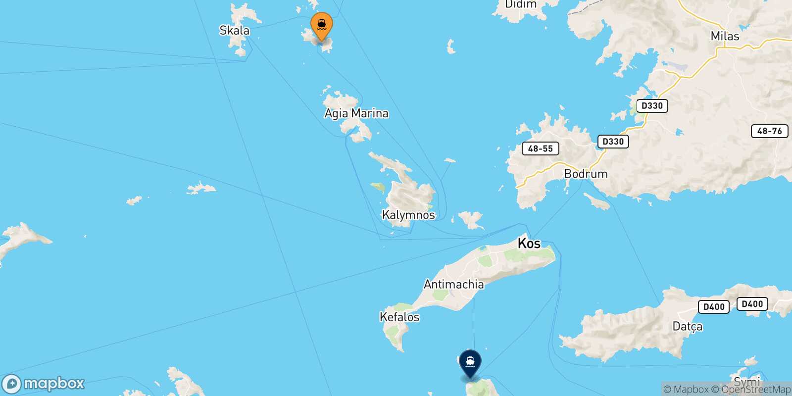 Lipsi Nisyros route map
