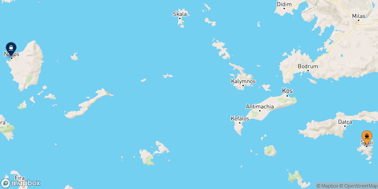 Symi Naxos route map