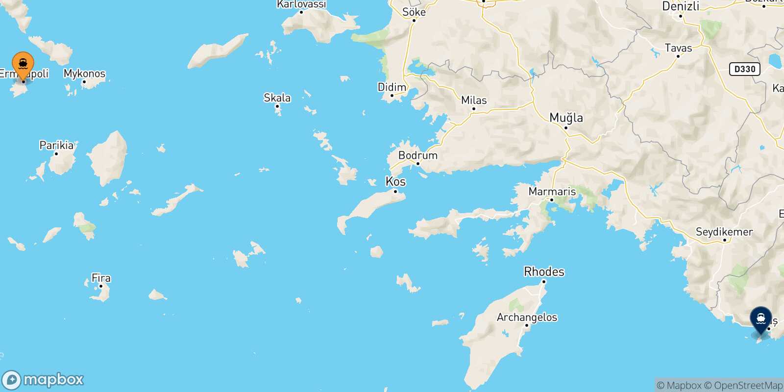 Syros Kastelorizo route map