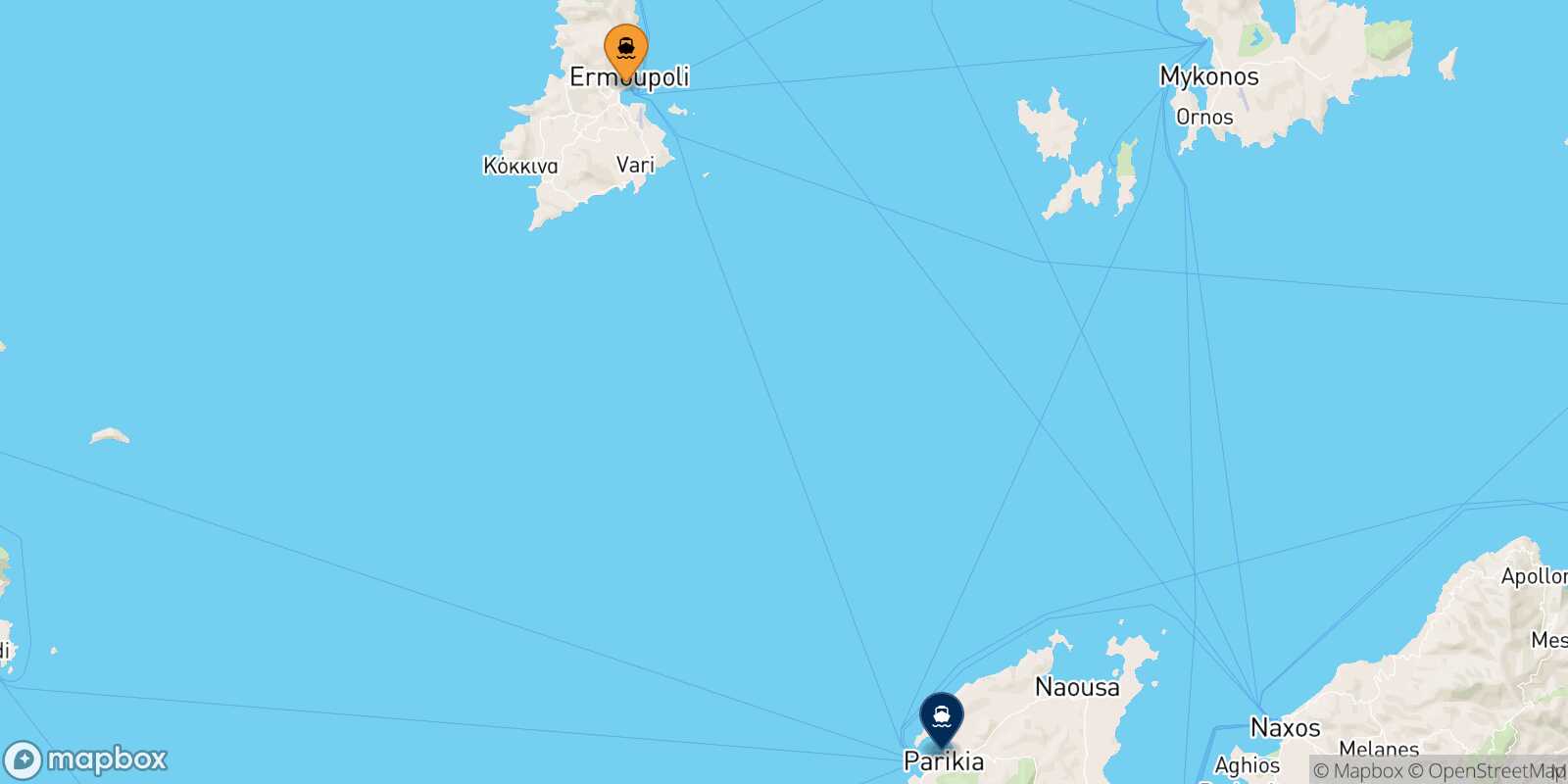 Syros Paros route map