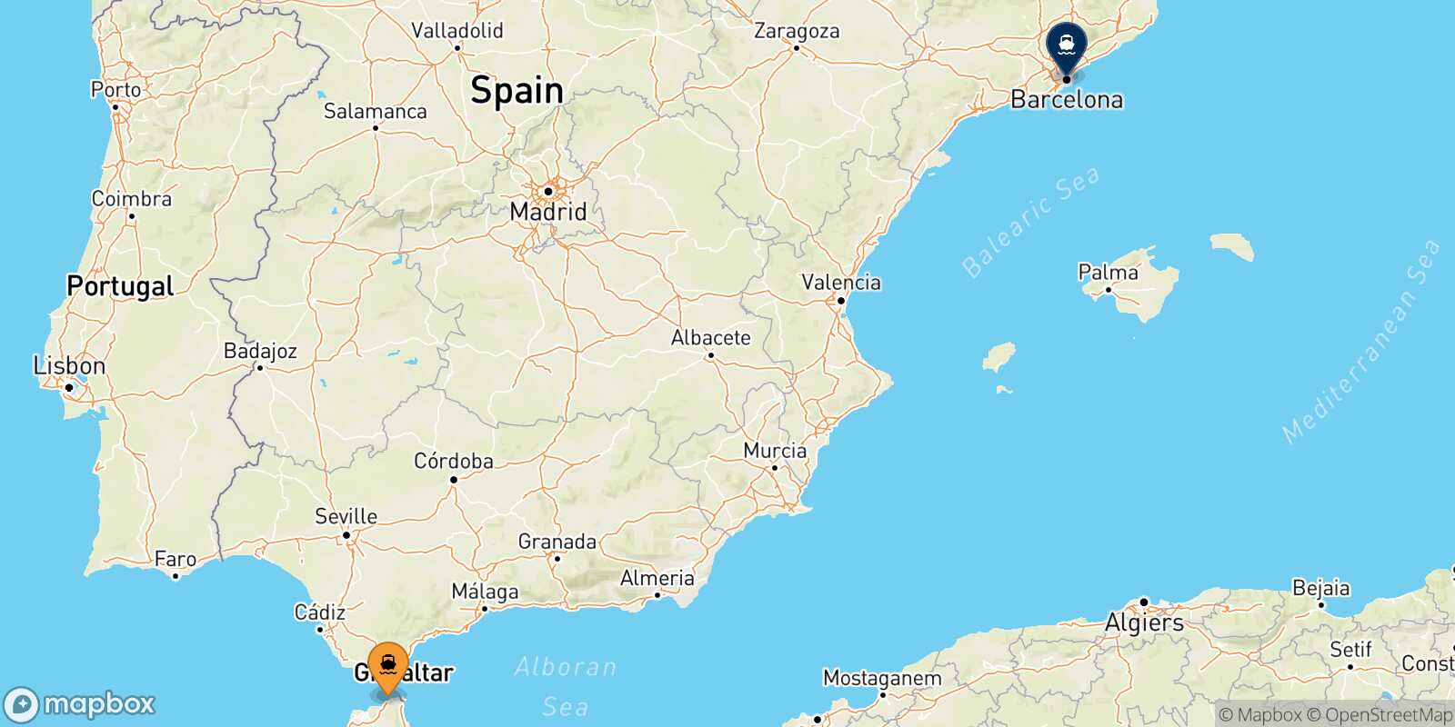 Tangier Med Barcelona route map