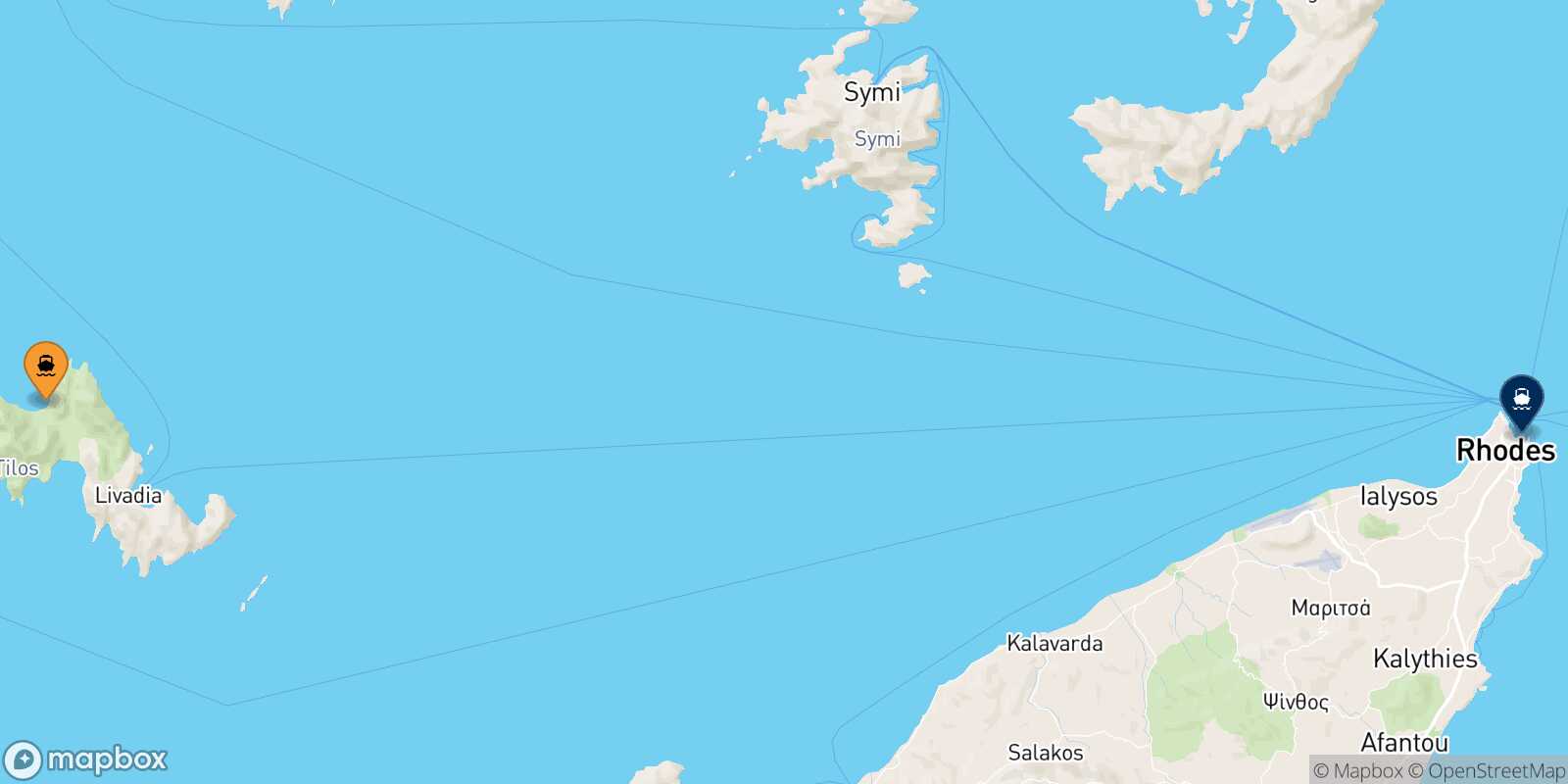 Tilos Skala Kamirou (Rhodes) route map