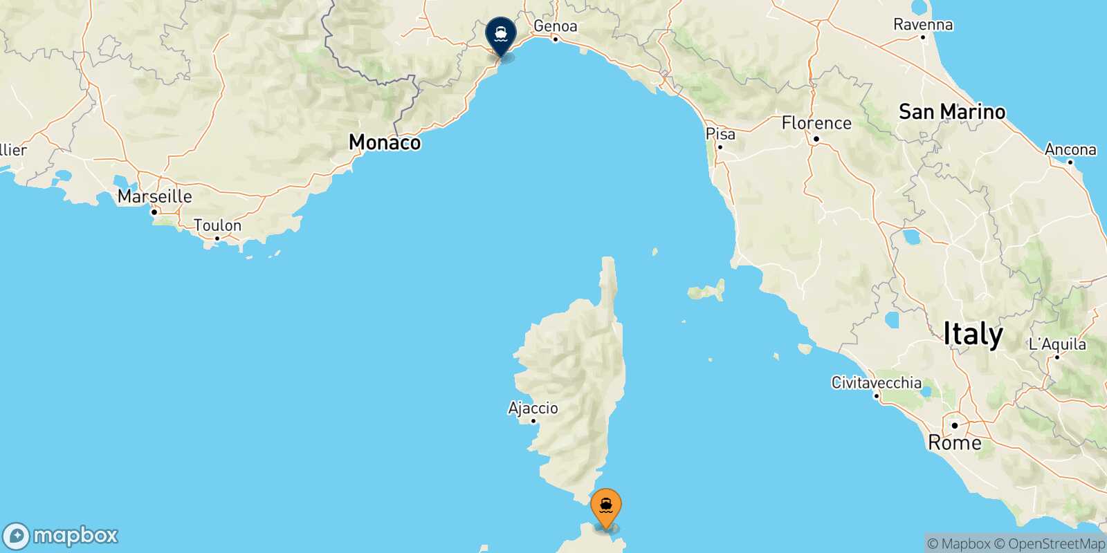 Golfo Aranci Savona route map