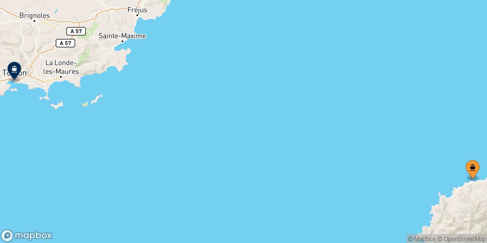 Ile Rousse Toulon route map