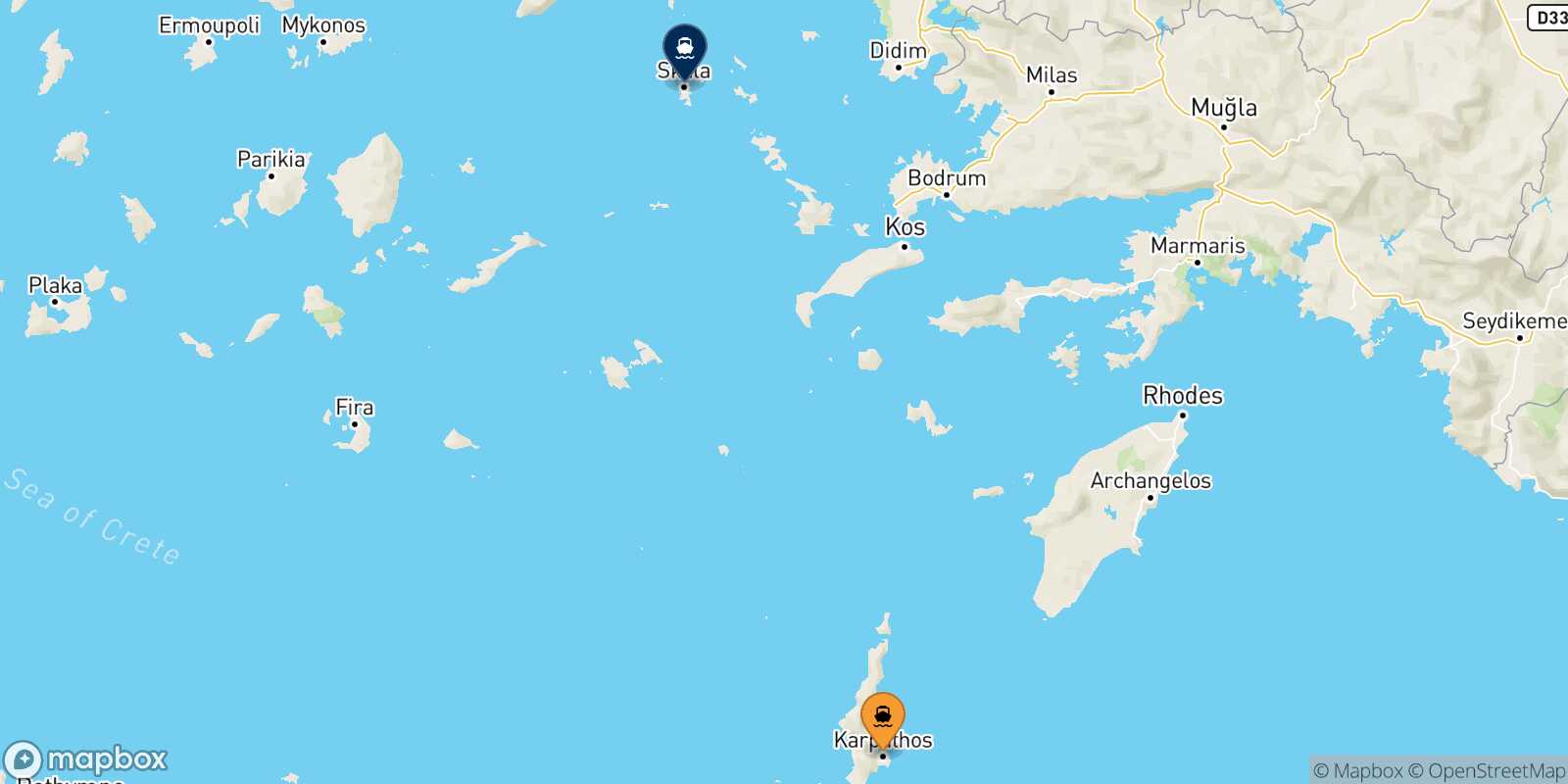 Karpathos Patmos route map