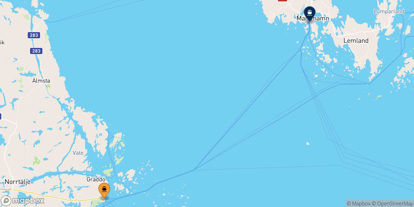 Kapellskar Mariehamn route map