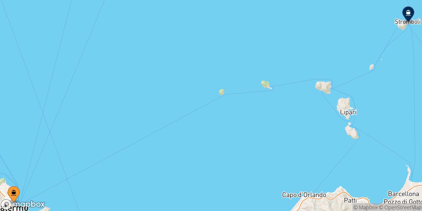 Palermo Stromboli route map