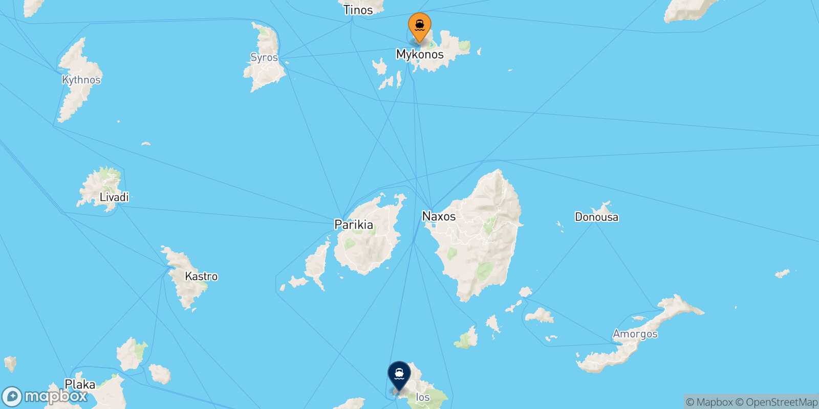 Mykonos Ios route map