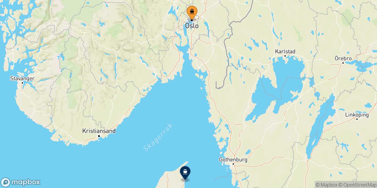 Oslo Frederikshavn route map