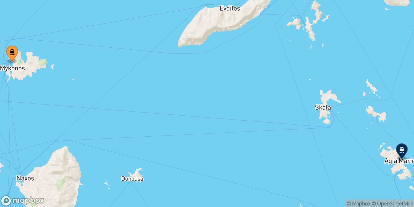 Mykonos Leros route map