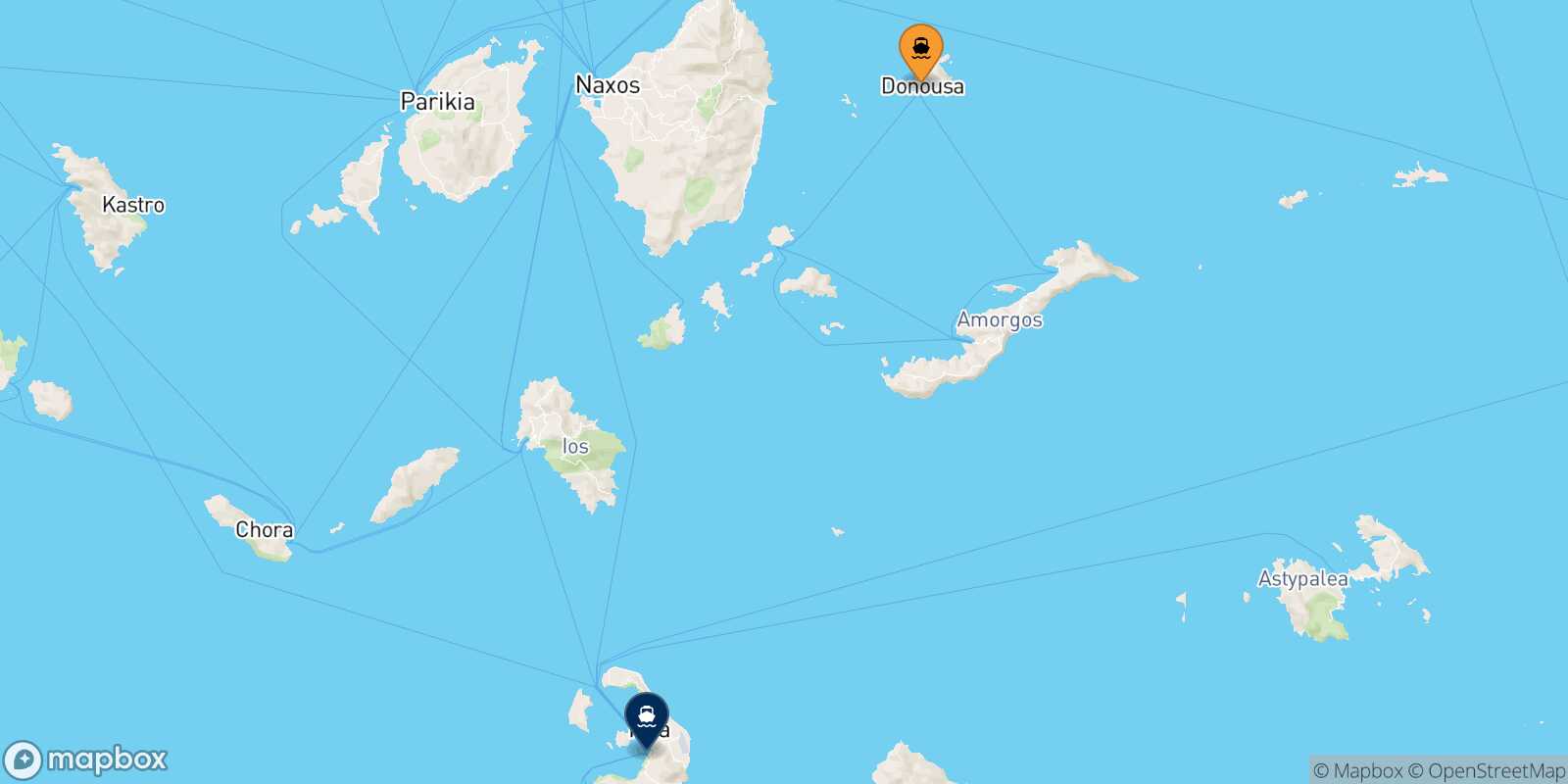 Donoussa Thira (Santorini) route map