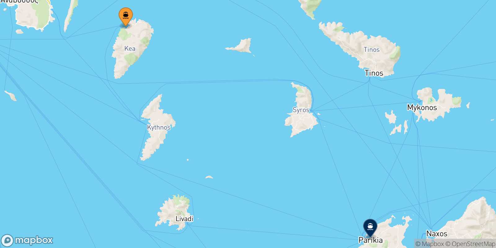 Kea Paros route map