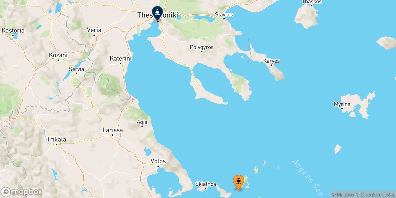 Alonissos Thessaloniki route map