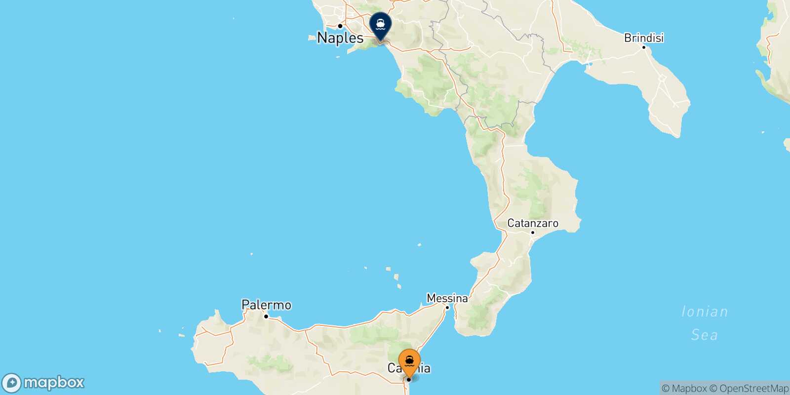 Catania Salerno route map