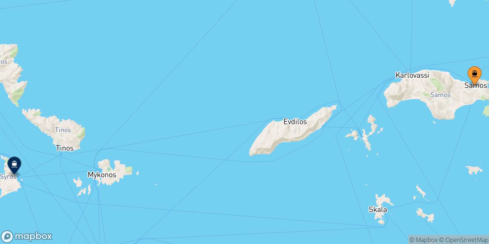 Vathi (Samos) Syros route map