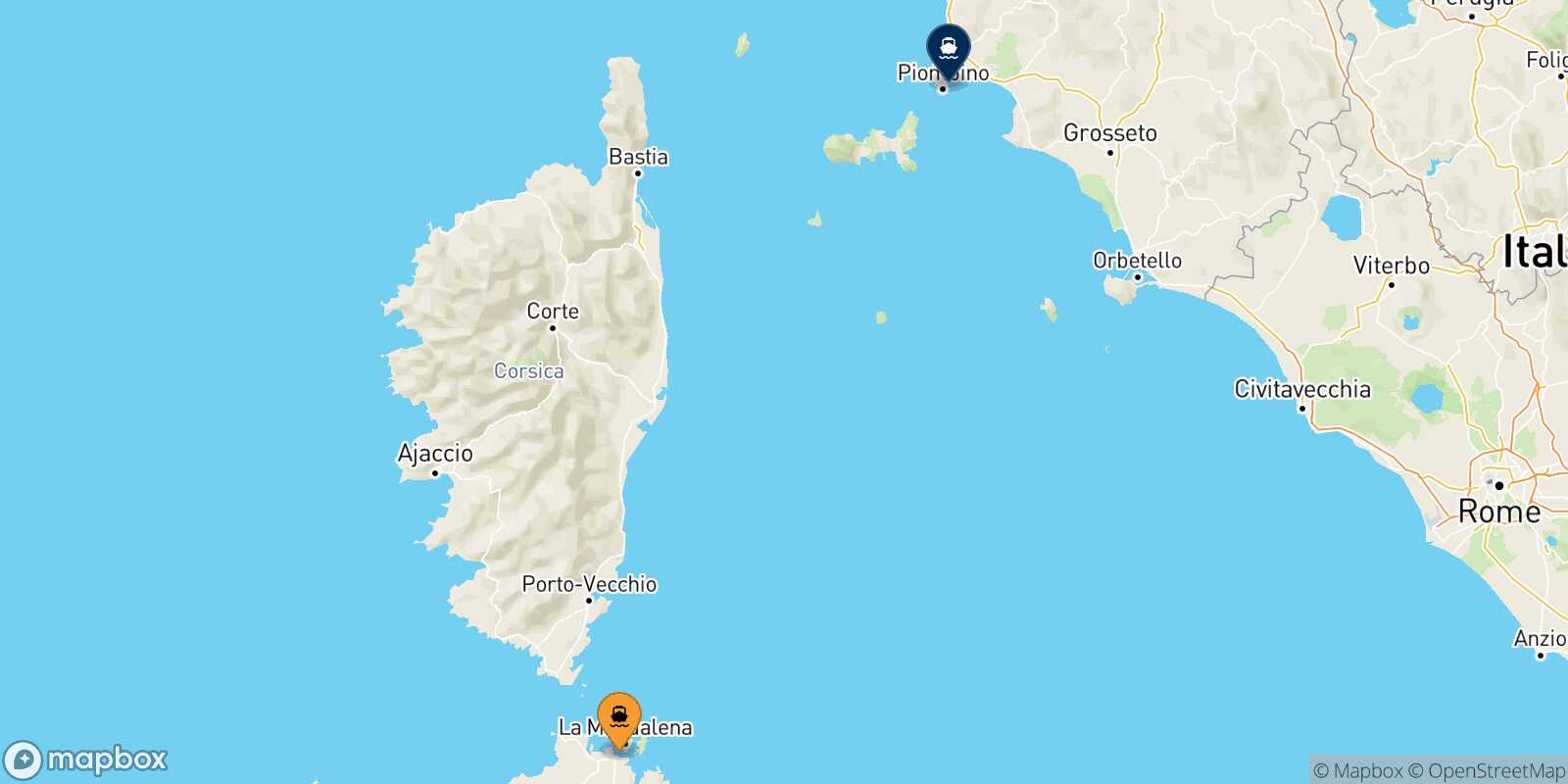 Golfo Aranci Piombino route map