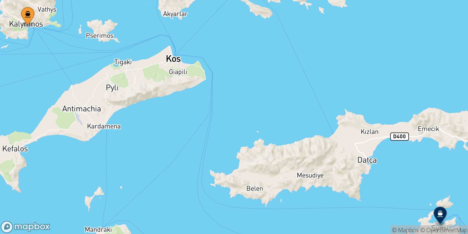 Kalymnos Symi route map
