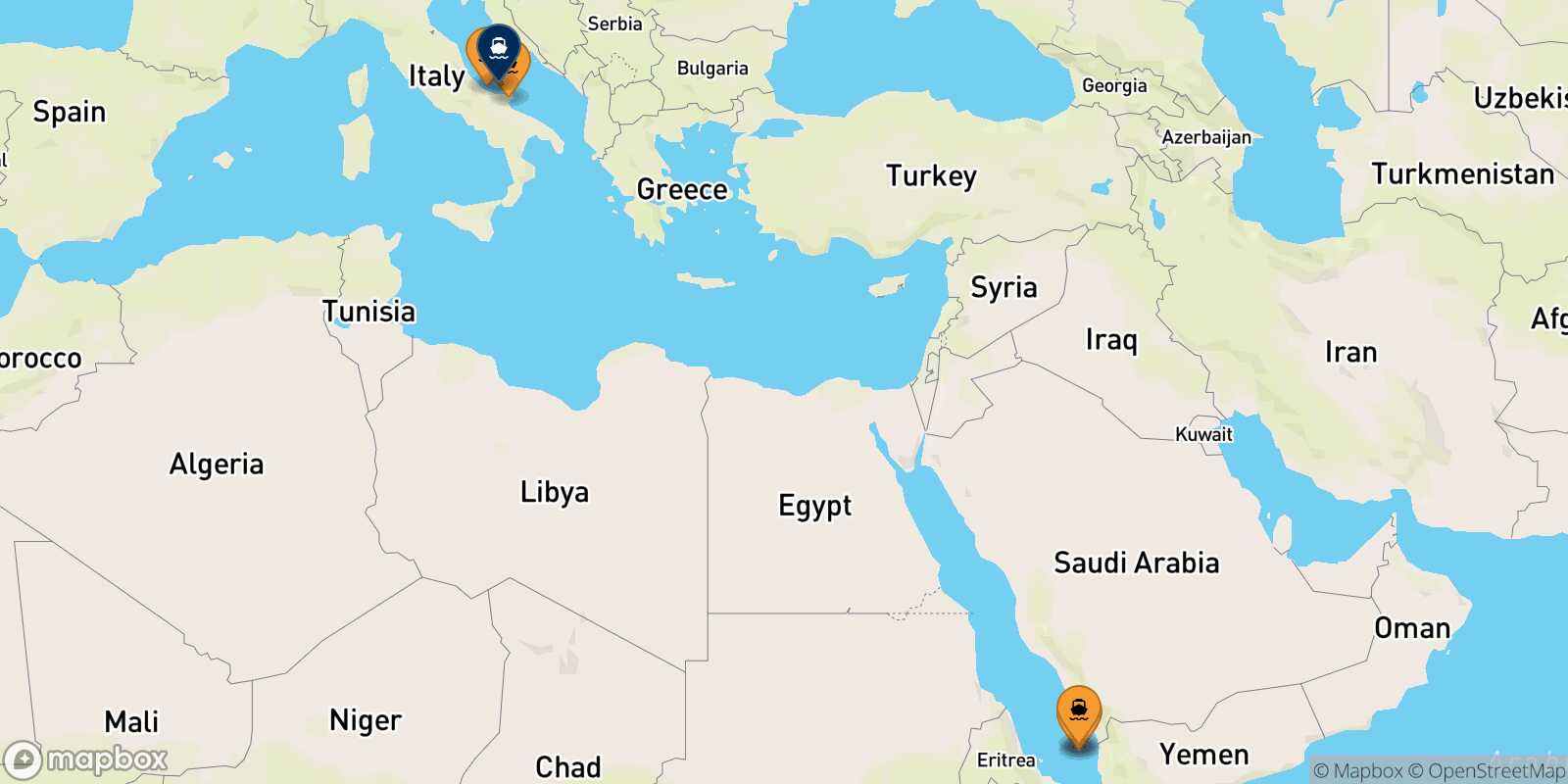 Map of the ports connected with  Tremiti