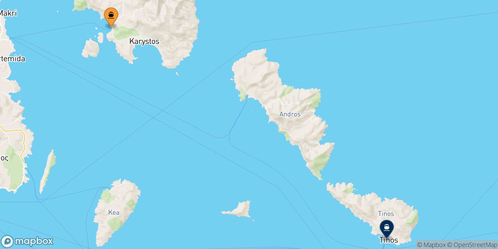 Marmari Tinos route map