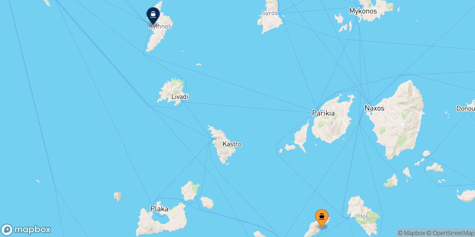 Sikinos Kythnos route map