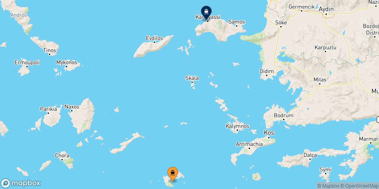 Astypalea Pythagorio (Samos) route map