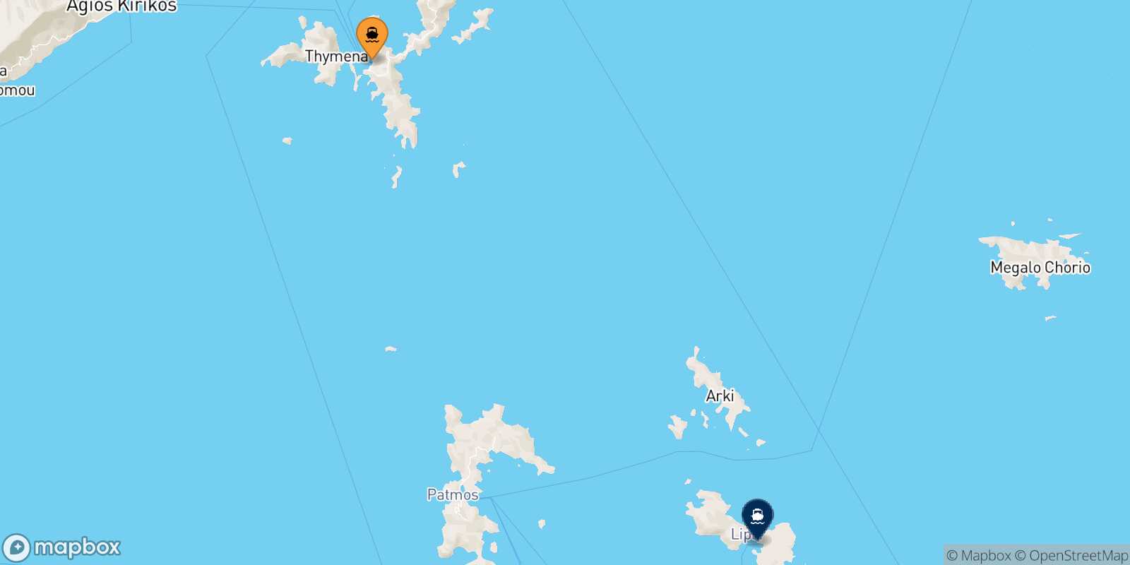 Fourni Lipsi route map