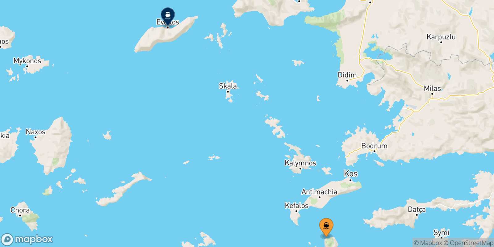 Nisyros Agios Kirikos (Ikaria) route map