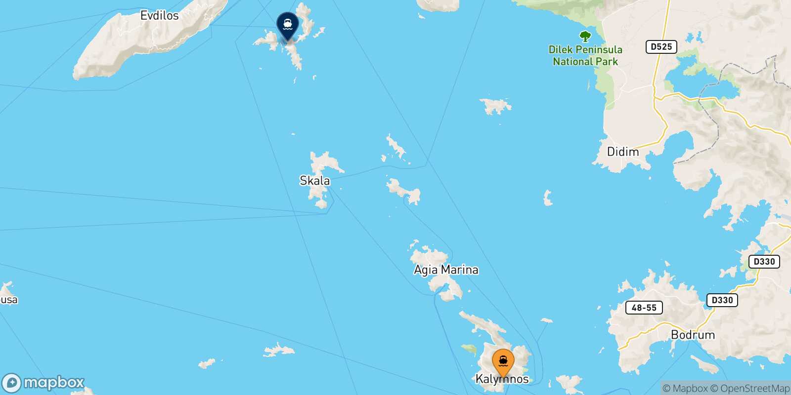 Kalymnos Fourni route map