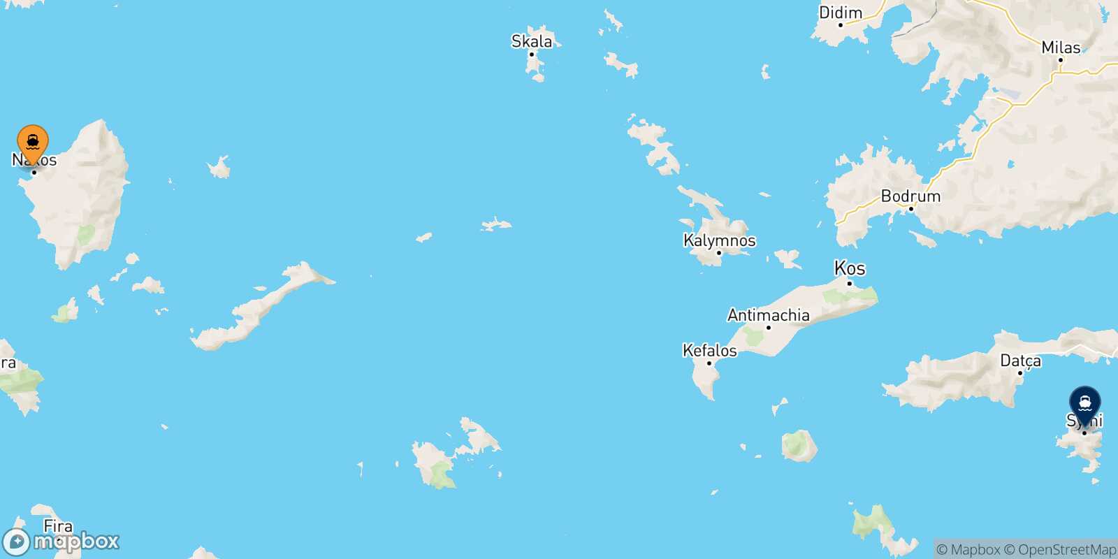Naxos Symi route map