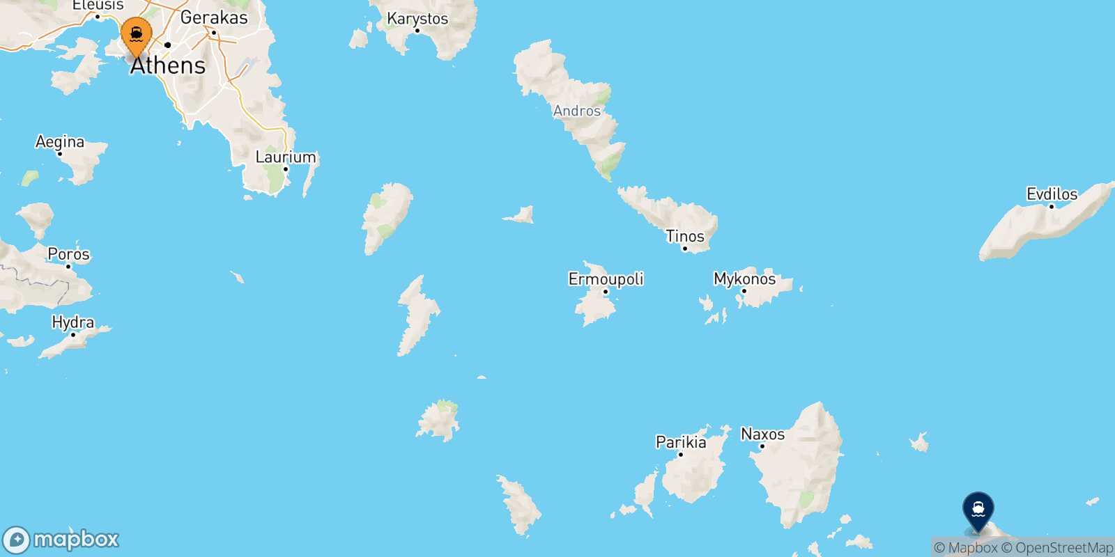 Piraeus Aegiali (Amorgos) route map