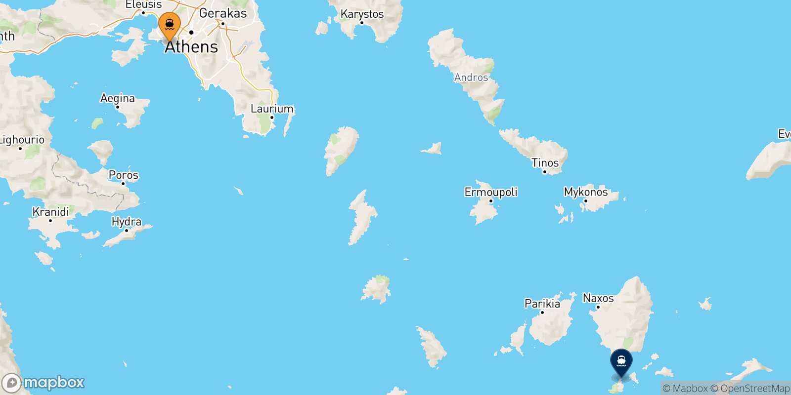 Piraeus Iraklia route map