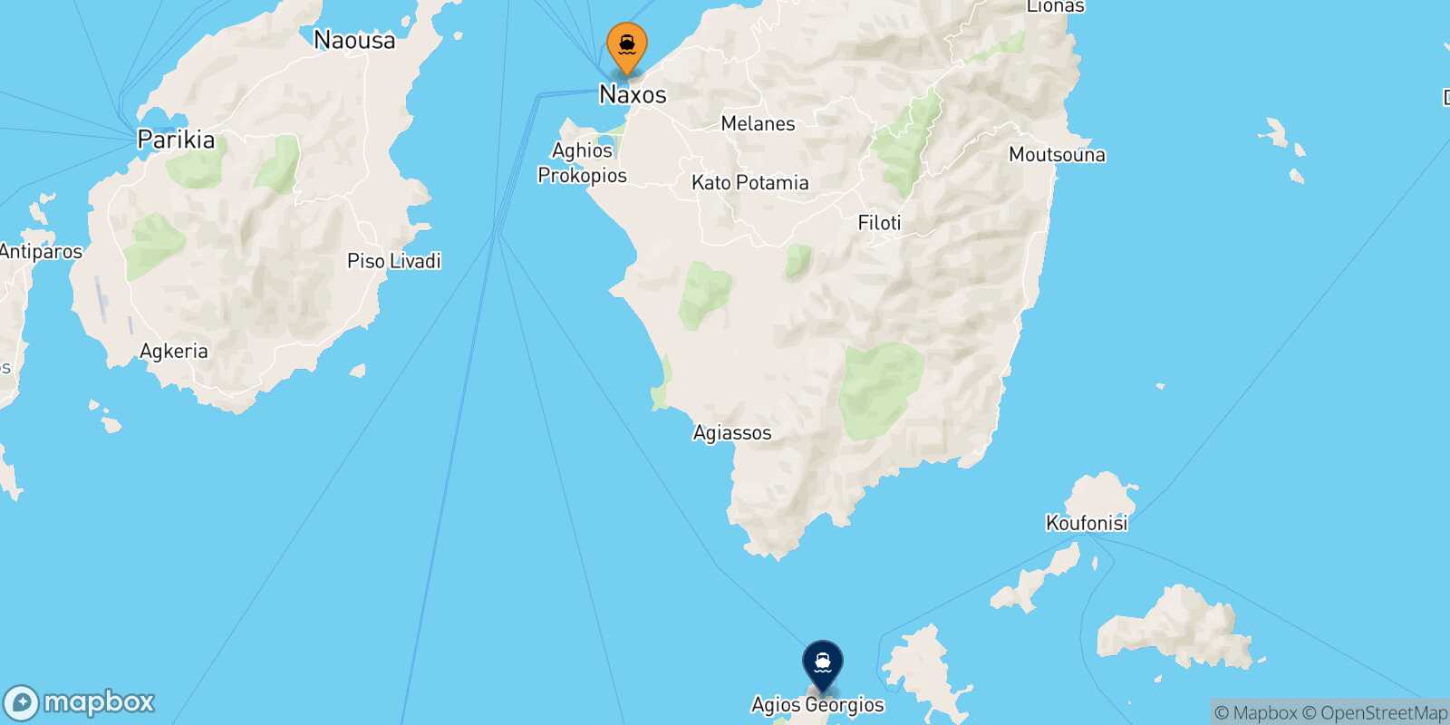 Naxos Iraklia route map