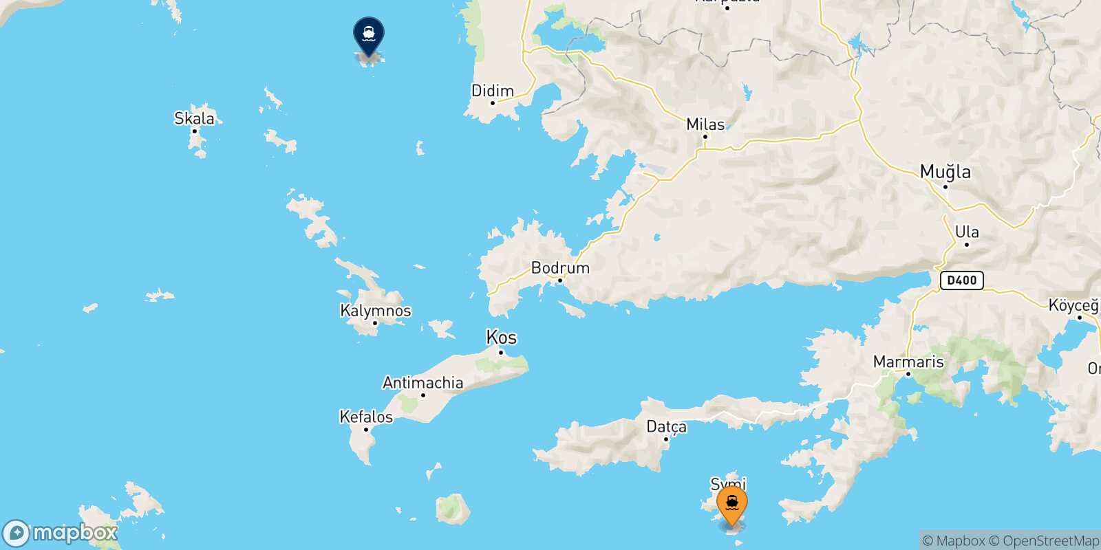 Panormitis (Symi) Agathonisi route map