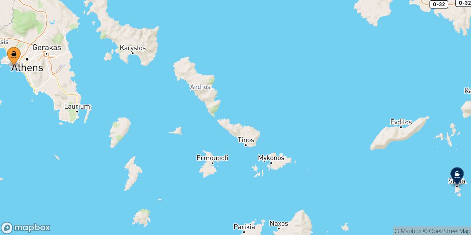 Piraeus Patmos route map