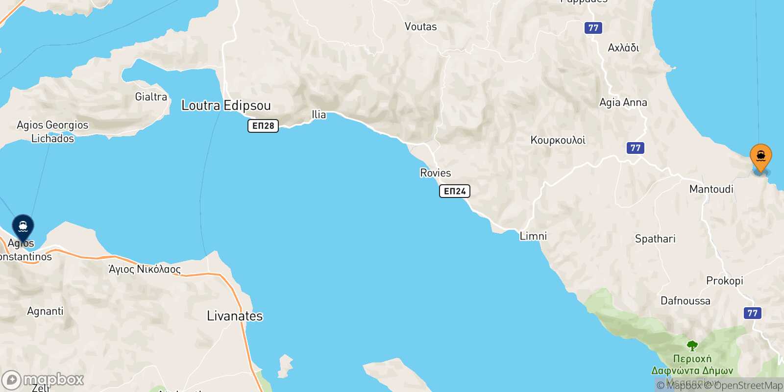 Mantoudi (Evia) Agios Konstantinos route map