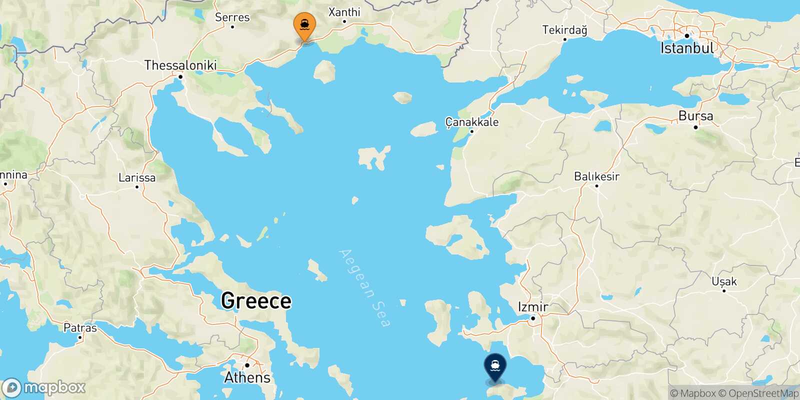 Kavala Karlovassi (Samos) route map