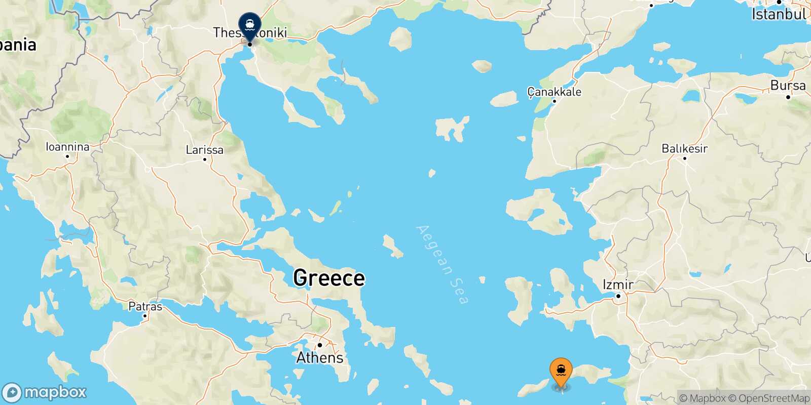 Fourni Thessaloniki route map