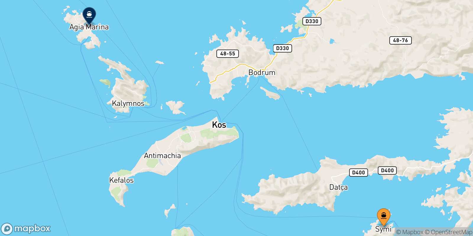 Symi Leros route map