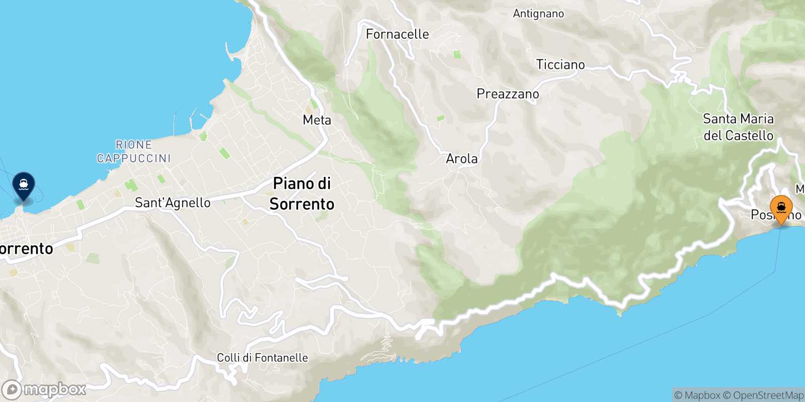 Positano Castellammare route map