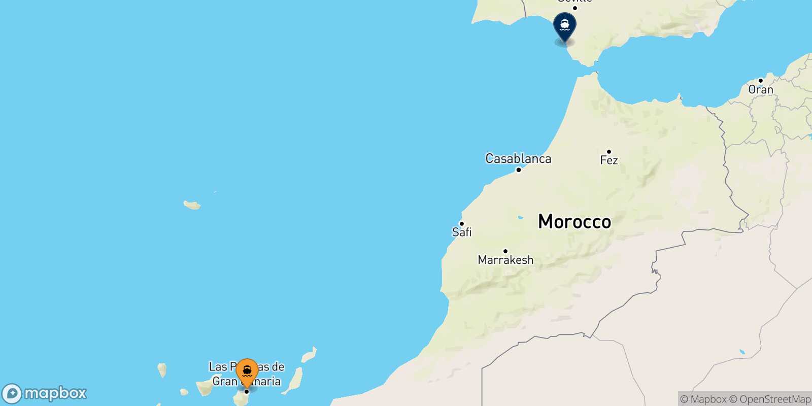 Las Palmas De Gran Canaria Cadiz route map