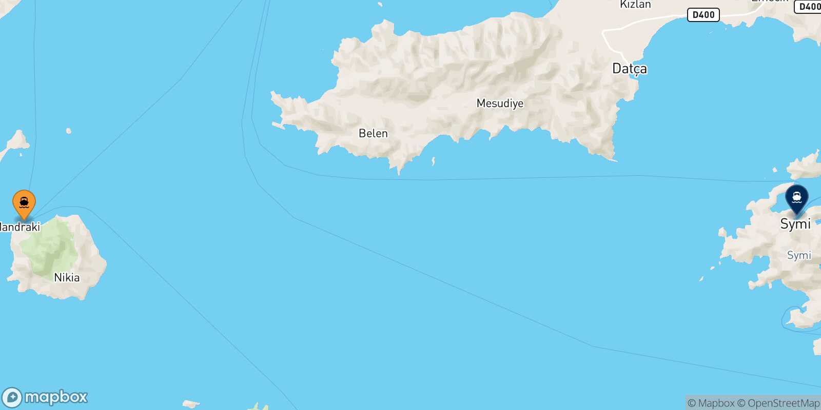 Nisyros Symi route map