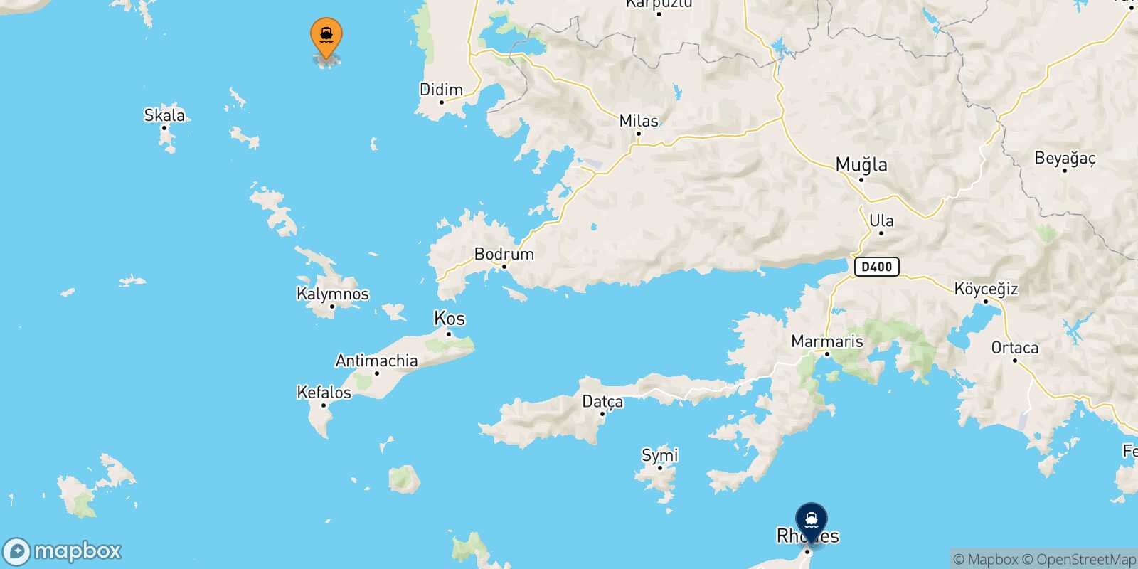 Agathonisi Rhodes route map